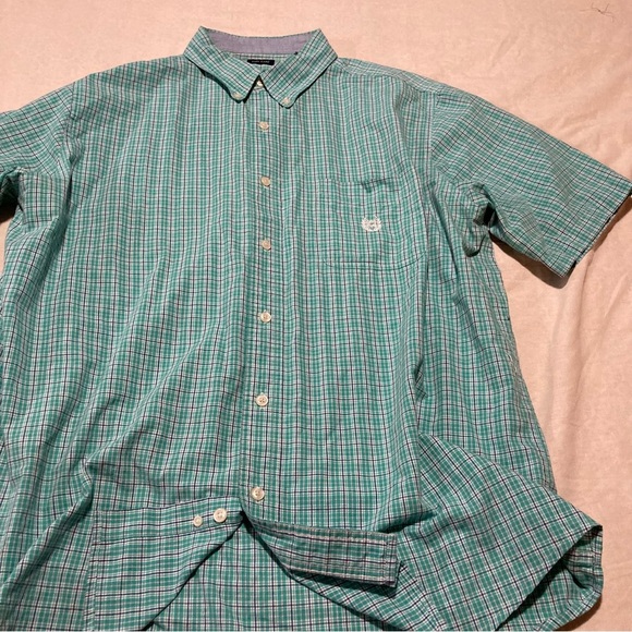 Chaps by Ralph Lauren Stretch Easy Care Plaid Button Up Shirt | Navy Blue Check - Picture 11 of 15